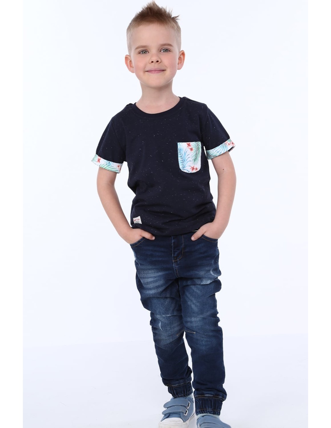 Boys\' jeans with elastic bands on legs NDZ211 - Online store - Boutique